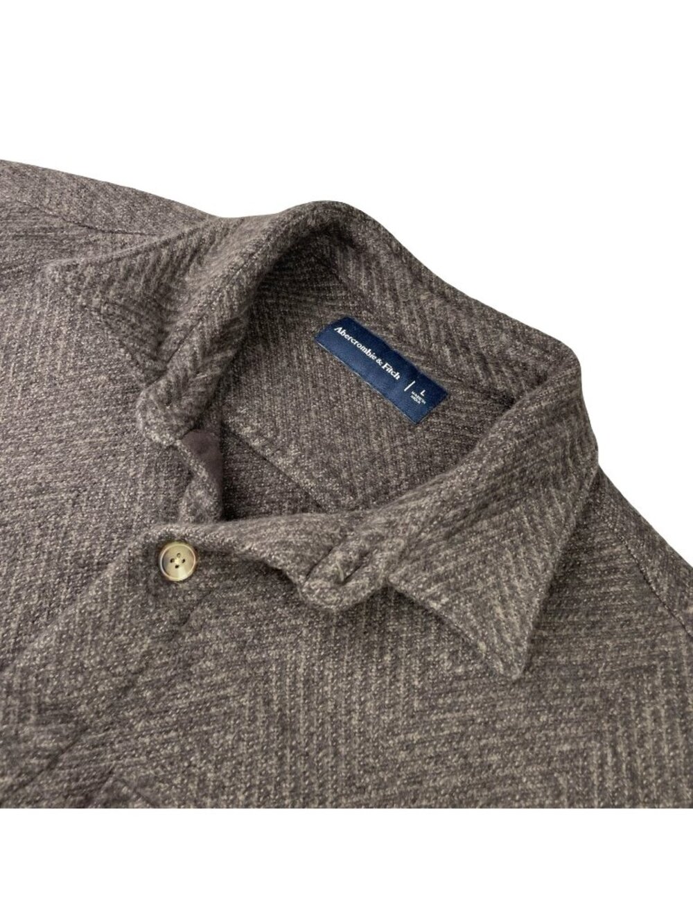 Abercrombie & Fitch Men's Thick Flannel Shirt/Jacket Brown Herringbone • Large